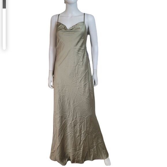 Show me your mumu Tuscany Maxi Slip Dress green luxe satin Size XS - Picture 2 of 7